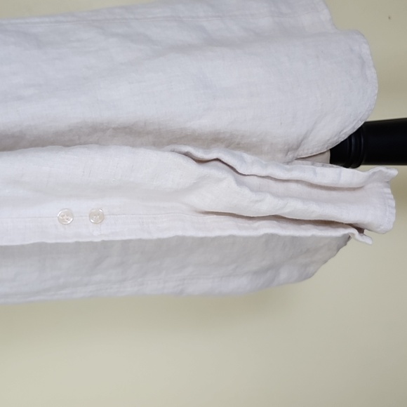 Madison & Max Women's Classic 100% Linen Beige Long Sleeve Button Down Blouse - Picture 7 of 13